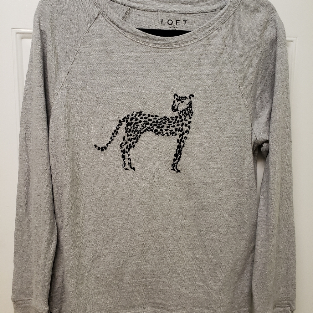 Loft Thin Sweatshirt, Emroidered Cheetah